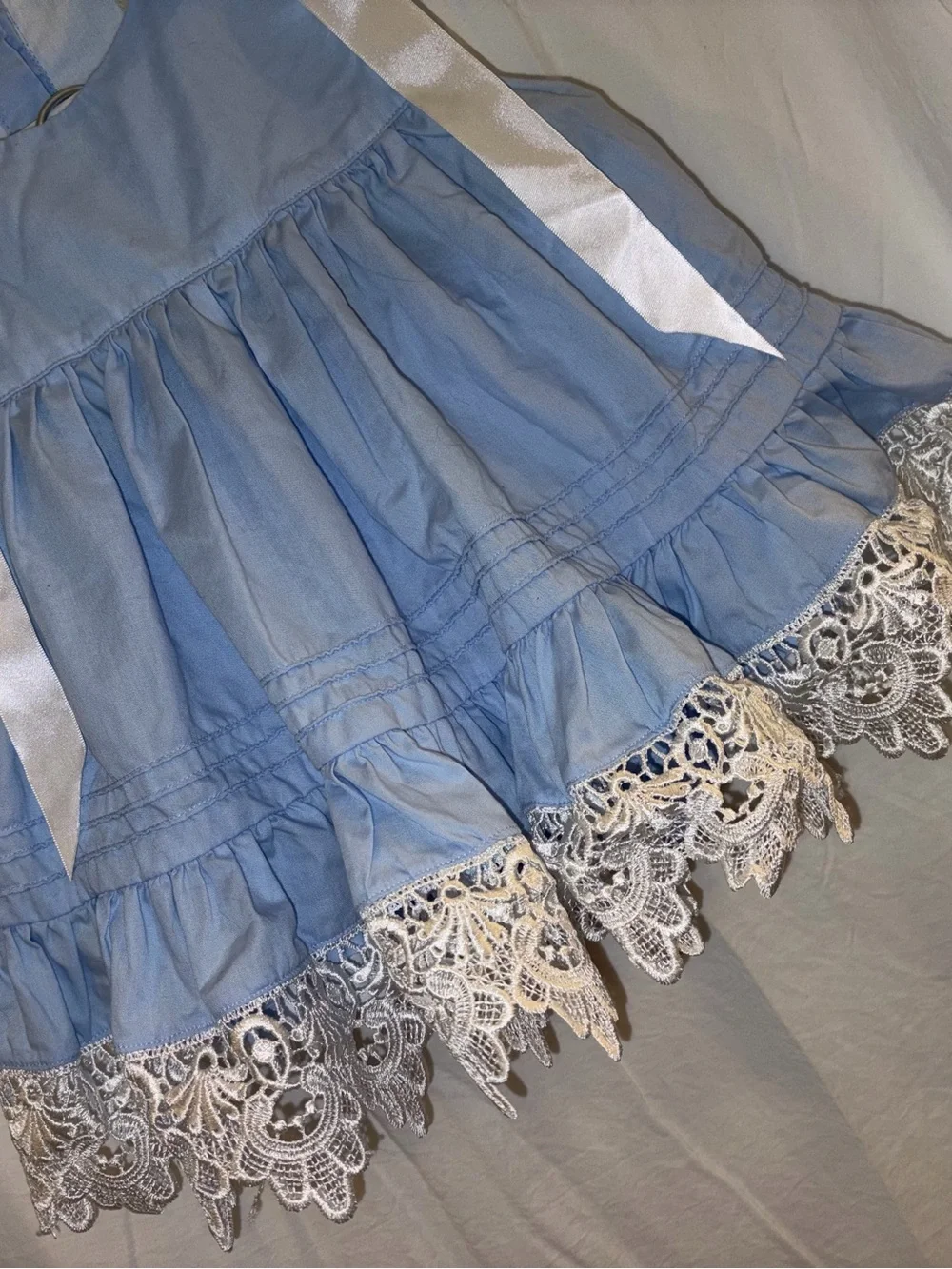 Blue Eyelet Lace-Trim Kids Matching Set